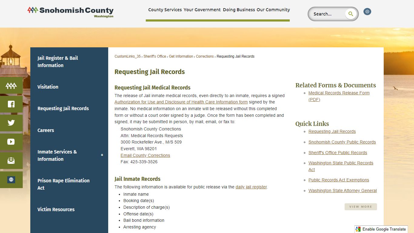Requesting Jail Records | Snohomish County, WA - Official ...